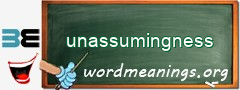 WordMeaning blackboard for unassumingness